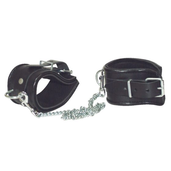 ZADO - Leather ankle cuffs with chain (black)