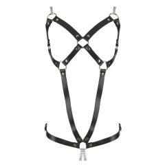 Chain leather body harness body - black (S-L)