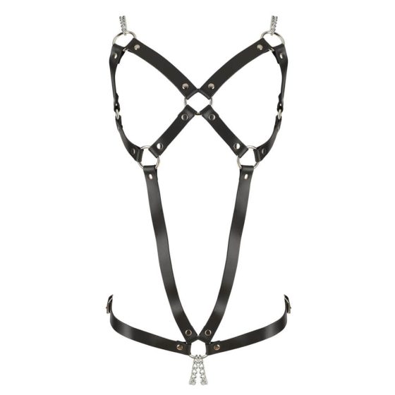 Chain leather body harness body - black (S-L)