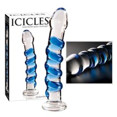 Icicles No. 5 - spiral glass dildo (translucent-blue)