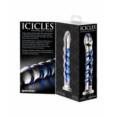 Icicles No. 5 - spiral glass dildo (translucent-blue)