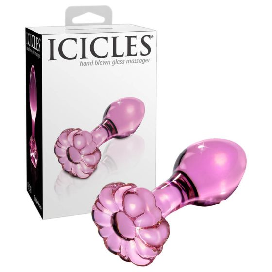 Icicles No. 48 - flowery glass anal cone (pink)