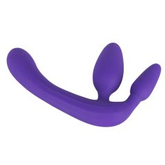 Triple strapless strap-on dildo (purple)