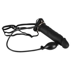   You2Toys - Inflatable Strap-On - hollow silicone dildo (black)