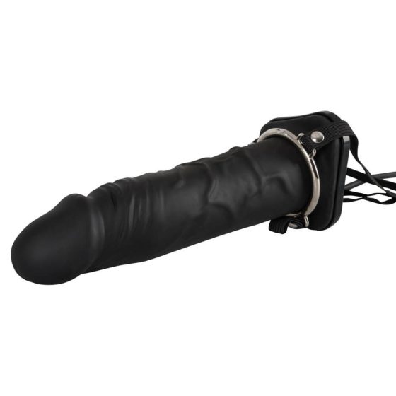 You2Toys - Inflatable Strap-On - hollow silicone dildo (black)