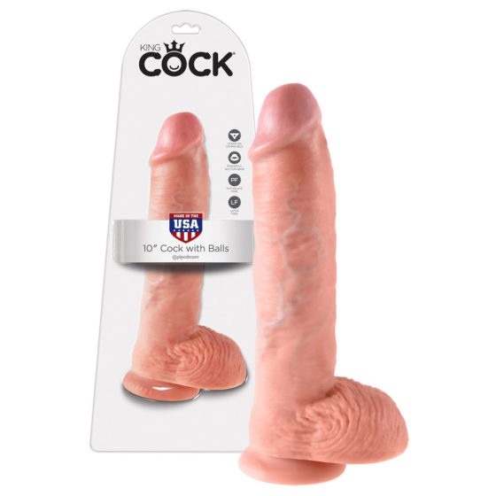 King Cock 10 testicles big dildo (25 cm) - natural