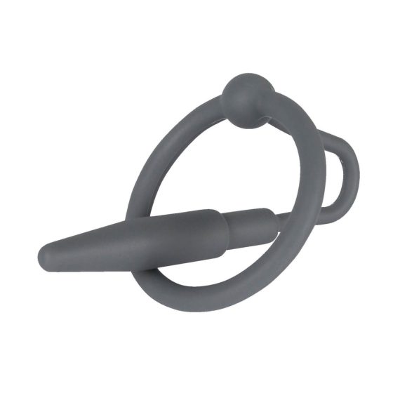Penisplug - silicone acorn ring with urethral cone (grey)