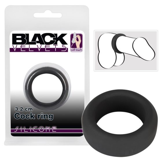 Black Velvet - thick-walled penis ring (3,2cm) - black