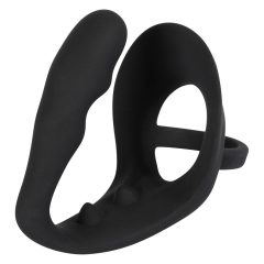   Black Velvet - wavy anal dildo with penis and testicle ring (black)