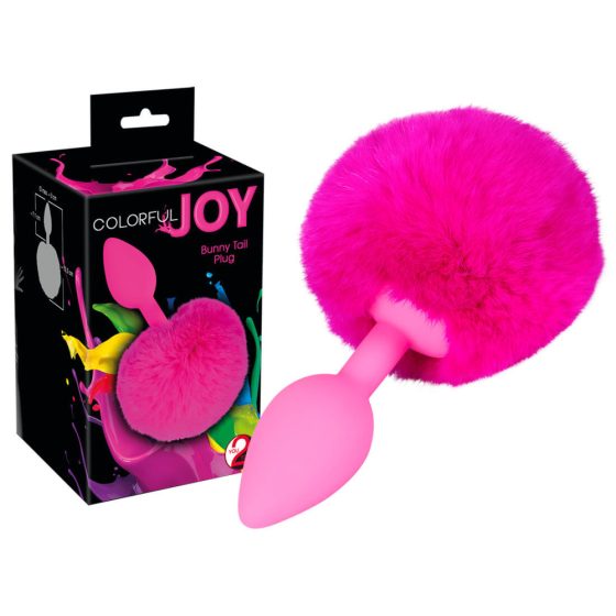 Colorful JOY - Anal dildo with bunny tail (pink)