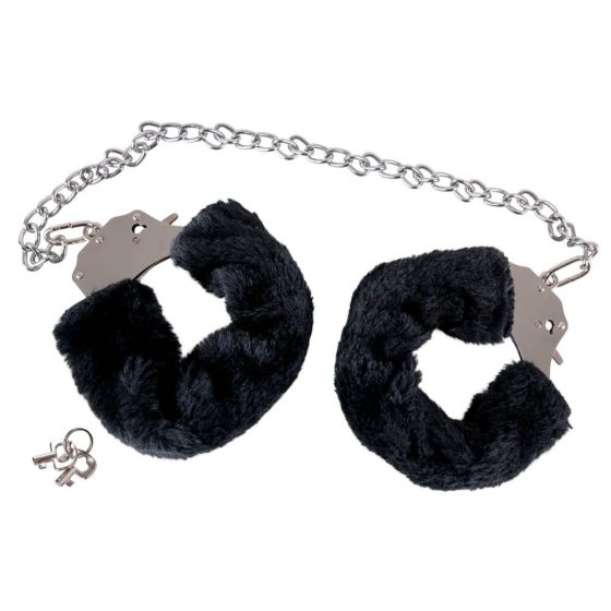 You2Toys - Plush handcuffs with long chain - black