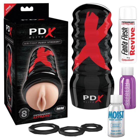 PDX Elite Air-Tight Pussy - manual suction pussy masturbator (natural)