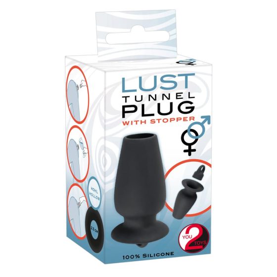 You2Toys - Lust Tunnel - hollow anal dilator dildo with lock (black)