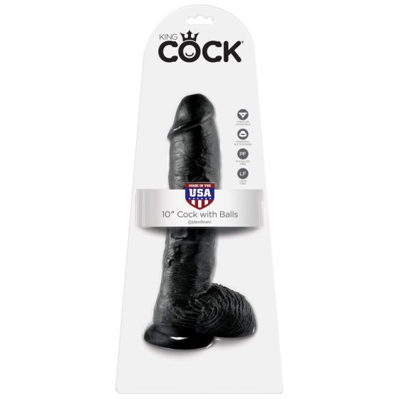 King Cock 10 testicle dildo (25 cm) - black