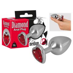 You2Toys - Diamond - 85g aluminium anal dildo (silver-red)