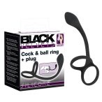   Black Velvet - thin anal dildo with penis and testicle ring (black)