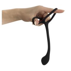   Black Velvet - thin anal dildo with penis and testicle ring (black)
