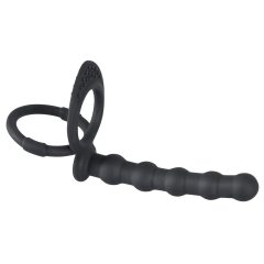   Black Velvet - testicle and penis ring with anal dildo (black)