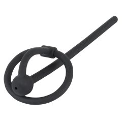   Penisplug - silicone acorn ring with hollow urethral rod (black)