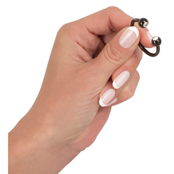 Rebel Glans Ring - rhinestone acorn ring jewellery (black)