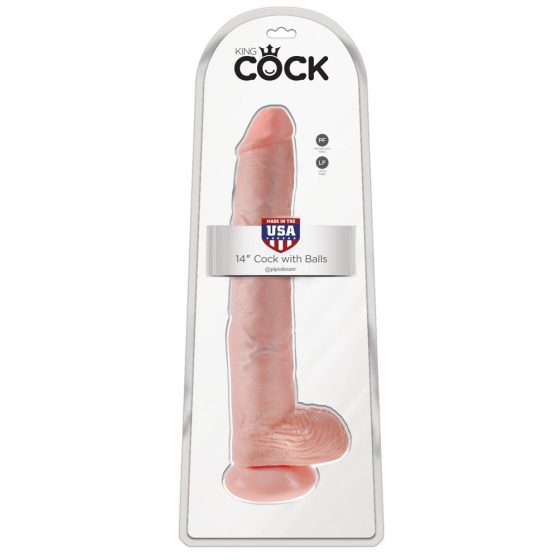 King Cock 14 testicle large dildo (35cm) - natural