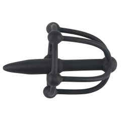 Penisplug - silicone acorn cage with urethra cone (black)