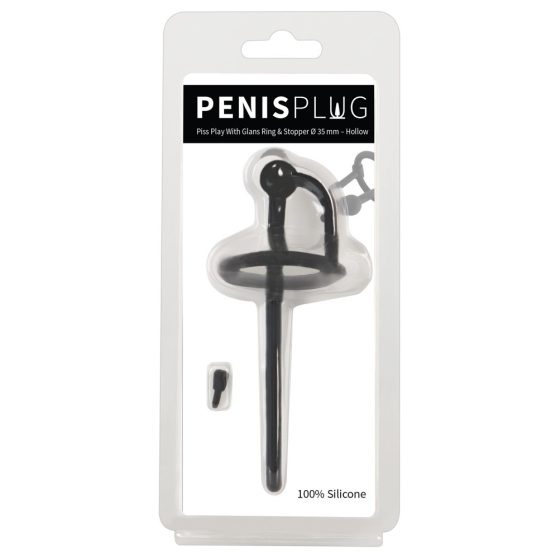 Penisplug Dilator - silicone urethral dilator with acorn ring (0,6mm) - black