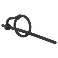   Penisplug Dilator - silicone urethral dilator with acorn ring (0,6mm) - black
