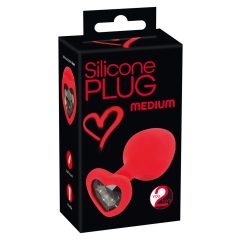   You2Toys - Plug Medium - black stoned corded anal dildo (red) - medium