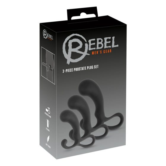 Rebel - 3 piece prostate dildo set (black)