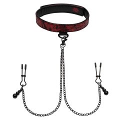 Fifty shades of grey - nipple clips with collar (black-red)