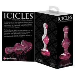 Icicles No. 75 - heart-shaped, glass anal dildo (pink)