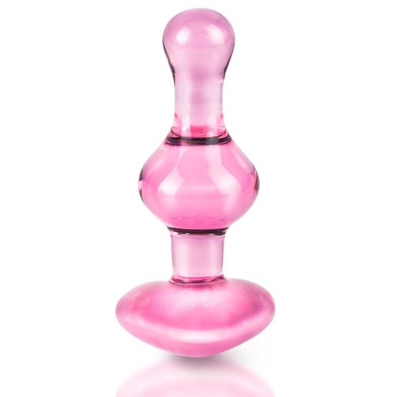 Icicles No. 75 - heart-shaped, glass anal dildo (pink)