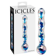   Icicles No. 08 - wavy, double-ended, glass dildo (translucent-blue)