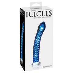 Icicles No. 29 - spiral glass dildo with penis (blue)