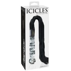   Icicles No. 38 - leather whipped, wavy glass dildo (translucent-black)