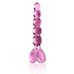 Icicles No. 43 - beaded, heart-shaped glass dildo (pink)