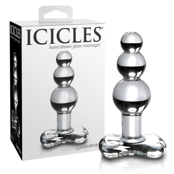 Icicles No. 47 - triple beaded, glass anal dildo (translucent)