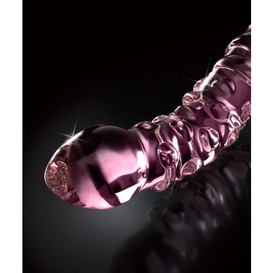 Icicles No. 55 - double-ended, G-spot glass dildo (pink)