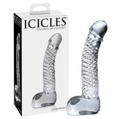   Icicles No. 61 - testicular glass dildo with penis (translucent)