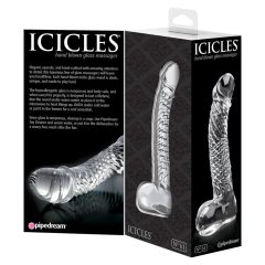  Icicles No. 61 - testicular glass dildo with penis (translucent)