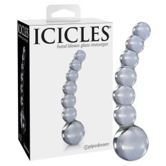   Icicles No. 66 - curved, spherical, glass dildo (translucent)