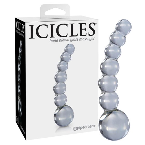 Icicles No. 66 - curved, spherical, glass dildo (translucent)