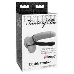   Fetish Double Trouble - testicle and penis ring with anal dildo (black)