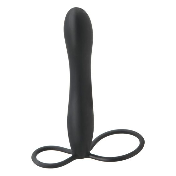 Fetish Double Trouble - testicle and penis ring with anal dildo (black)