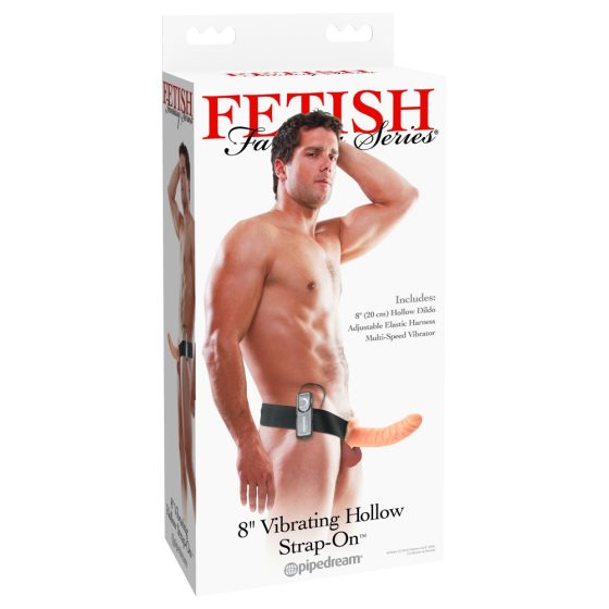 Fetish Strap-On 8 - hollow vibrator with strap-on (natural)