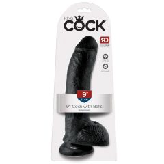   King Cock 9 - large clamp-on, testicular dildo (23cm) - black