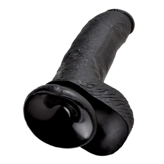 King Cock 9 - large clamp-on, testicular dildo (23cm) - black