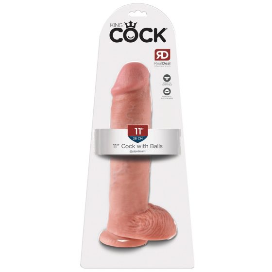 King Cock 11 - big clamp-on, testicular dildo (28cm) - natural