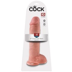   King Cock 11 - big clamp-on, testicular dildo (28cm) - natural